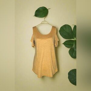 XS/S NEW Womens Fall Yellow Cold Shoulder Top, Open Shoulder Shirt